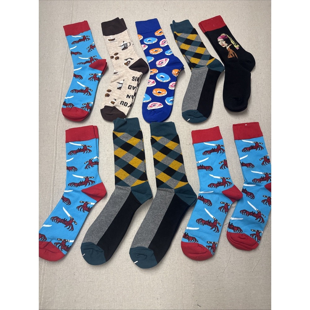 Different Touch Crew Socks 10 Pair Novelty Assorted Multi-Color 9-12 Like New